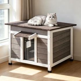 Wooden Cat House with Easy to Clean and Waterproof Protection for Outdoor