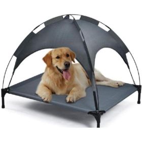 Outdoor Portable Grey Pet Dog Bed With Awning (Option: GREY)