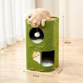 Multi Level Felt Cat Tree House, Vertical Cat Scratcher Tower With Multiple Hideaway Nests, Interactive Hanging Ball Toy, Space Saving Cat Condo (Option: BD 02)